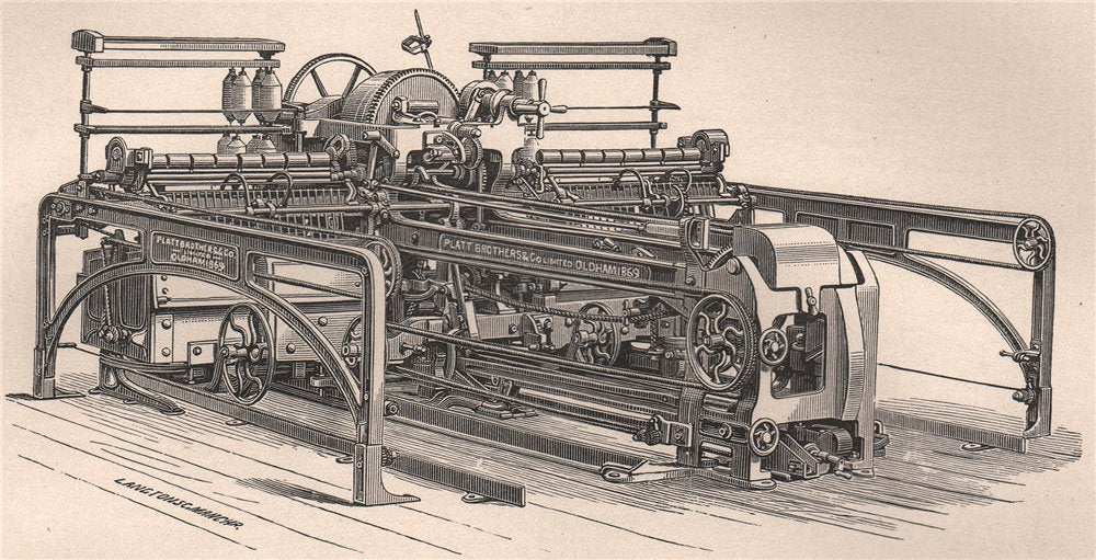 TEXTILE MANUFACTURE. Self-acting Mule 1898 old antique vintage print picture